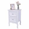 Country Style Two-Tier Night Table Large Size White - as picture