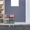 6Pcs Collapsible Shoe Box Stackable Shoe Storage Bin Transparent Dustproof PP Shoe Organizer Container - Black