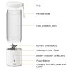 15.2OZ Portable Fruit Blender with 6 Blades Rechargeable Juice Cup for Shakes Smoothies Juice Personal Mini Fruit Mixer for Outdoor Gym Office - White