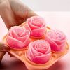 1pc Rose Shaped Ice Cube Tray; Silicone Ice Cube Mold; Kitchen Gadget - Pink