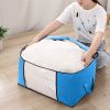 2Pcs Clothes Storage Bag 90L Large Capacity Foldable Closet Organizer w/ Thick Fabric Clear Window Dual-Zipper - Blue