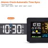Atomic Projection Alarm Clock Radio Control Clock with WWVB Function Weather Station Dual Alarms Snooze Outdoor Wireless Temperature Humidity Sensor -