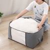 2Pcs Clothes Storage Bag 90L Large Capacity Foldable Closet Organizer w/ Thick Fabric Clear Window Dual-Zipper - Grey
