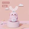 Ultrasonic Kid's U-Shaped Electric Toothbrush; Three Cleaning Modes; 60S Smart Reminder; Food-grade Silicone; Cartoon Modeling Design - Pink