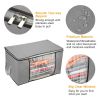 2Pcs Clothes Storage Bag 90L Large Capacity Foldable Closet Organizer w/ Thick Fabric Clear Window Dual-Zipper - Grey