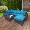7 Pieces Outdoor Patio Sectional Sofa Couch, Silver Gray PE Wicker Furniture Conversation Sets with Washable Cushions & Glass Coffee Table for Garden,