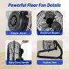 12in Floor Fan Copper Motor High-Velocity Industrial Fan with 3 Adjustable Speeds 180 Degree Tilt Head Easy Carry Handle Fan - White