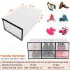 6Pcs Collapsible Shoe Box Stackable Shoe Storage Bin Transparent Dustproof PP Shoe Organizer Container - White
