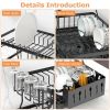 Dish Drying Rack with Drainboard Detachable 2-Tier Dish Rack Drainer Organizer Set with Utensil Holder Cup Rack Swivel Spout for Kitchen Counter - Bla