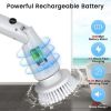Electric Spin Scrubber, Cordless Bath Tub Power Scrubber with Long Handle & 4 Replaceable Heads, Detachable as Short Handle, Shower Cleaning Brush Hou