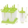 6Pcs Popsicle Molds Reusable Ice Cream DIY Ice Pop Maker Ice Bar Maker Plastic Popsicle Mold For Homemade Iced Snacks - Green