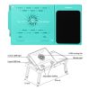 Foldable Laptop Table Bed Notebook Desk with Cooling Fan Mouse Board LED light 4 xUSB Ports Breakfast Snacking Tray  - Aqua