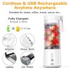 15.2OZ Portable Fruit Blender with 6 Blades Rechargeable Juice Cup for Shakes Smoothies Juice Personal Mini Fruit Mixer for Outdoor Gym Office - White