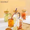 1pc; 13.5oz Small Cute Glass Cups With Lids And Straws - Yellow
