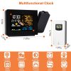 Atomic Projection Alarm Clock Radio Control Clock with WWVB Function Weather Station Dual Alarms Snooze Outdoor Wireless Temperature Humidity Sensor -