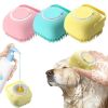 Softness Silicone Pet Brush For Dog & Cat; Dog Hair Massage Bath Brush With Shower Gel Dispenser - Square Blue