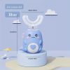 Ultrasonic Kid's U-Shaped Electric Toothbrush; Three Cleaning Modes; 60S Smart Reminder; Food-grade Silicone; Cartoon Modeling Design - Blue