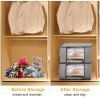 2Pcs Clothes Storage Bag 90L Large Capacity Foldable Closet Organizer w/ Thick Fabric Clear Window Dual-Zipper - Grey
