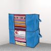 2Pcs Clothes Storage Bag 90L Large Capacity Foldable Closet Organizer w/ Thick Fabric Clear Window Dual-Zipper - Blue