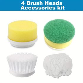 ZaneForest Electric Spin Scrubber, Electric Cleaning Brush With 3 Brush Heads, Bathroom Rechargeable Scrub Brush (model: 4 Brush Heads Accessories)