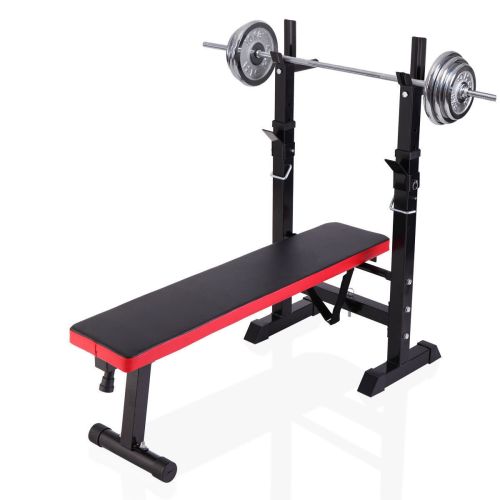 Adjustable Folding Multifunctional Workout Station Adjustable Workout Bench with Squat Rack - balck red XH Adjustable Folding Multifunctional Workout Station Adjustable Workout Bench with Squat Rack - balck red XH