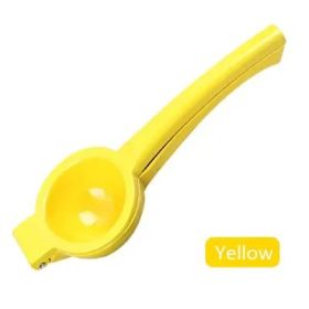 Home Manual Lemon Squeezer Aluminum Alloy Hand Pressed Orange Fruit Juicer Portable Practical Kitchen Tools Mini Blender (Color: Yellow)